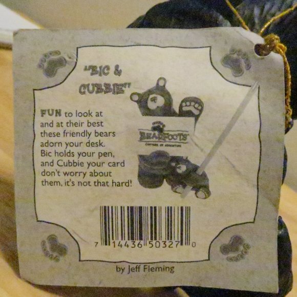 Bearfoots Bears Jeff Fleming Bic & Cubbie Card Pen Holder Resin Figurine Big Sky - Picture 13 of 14